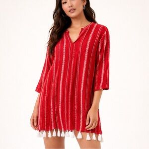Boo Gemes Red Stripe Tassel Dress